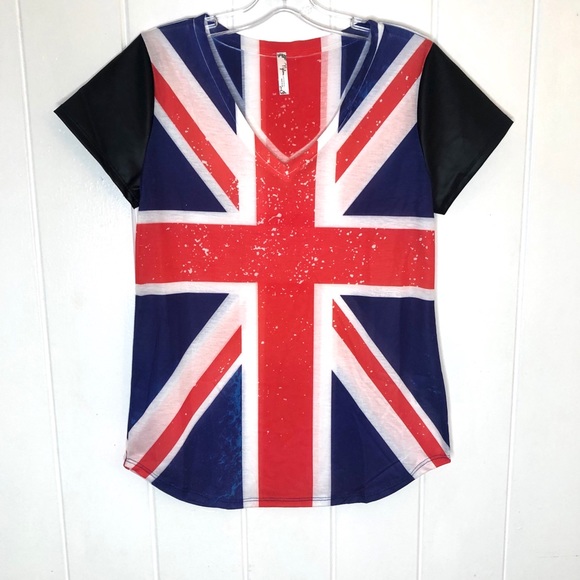 Nylon Apparel Union Jack Faux leather sleeves tee - Picture 2 of 5